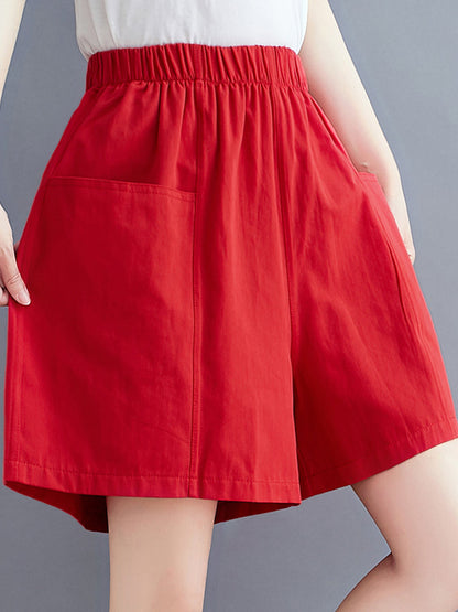 Casual Solid Color With Pocket Wide Leg Shorts