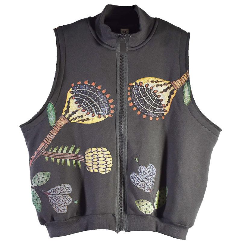 Buykud Printed Plus Velvet Autumn Winter High Neck Waistcoat