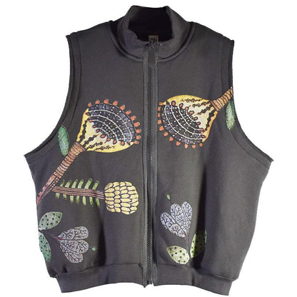 Buykud Printed Plus Velvet Autumn Winter High Neck Waistcoat