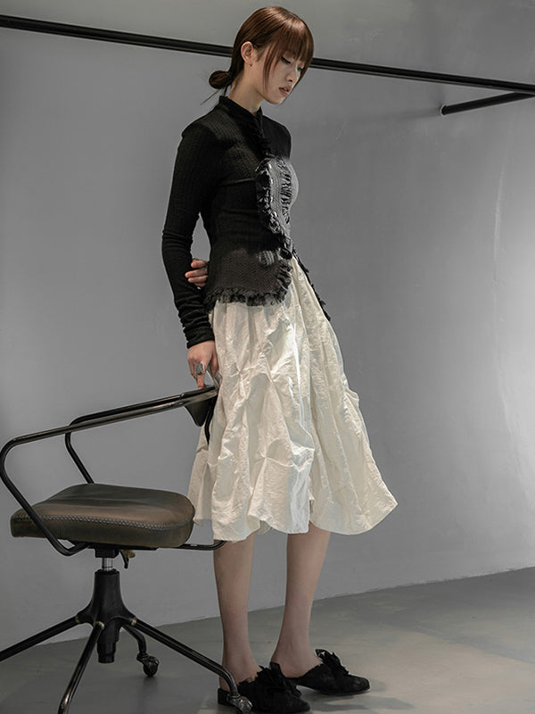 Original Pleats Solid Color A-Line Skirt