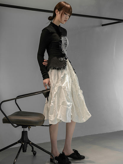 Original Pleats Solid Color A-Line Skirt