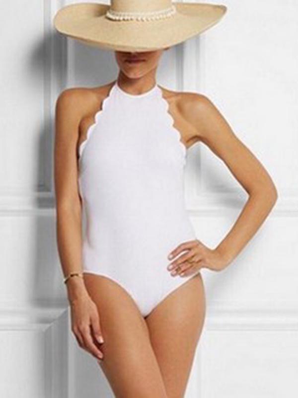 Halter-neck Backless One-piece Swimwear