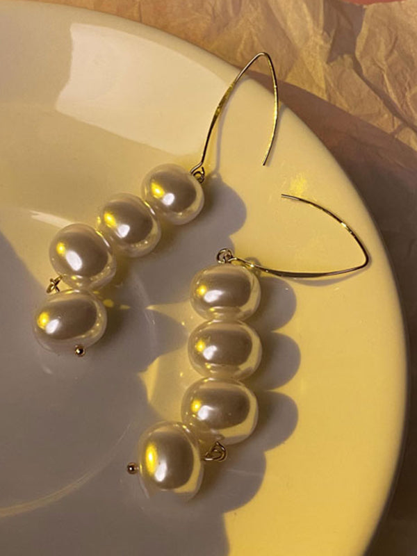 Vintage Irregularity Pearl Tasseled Earrings Accessories