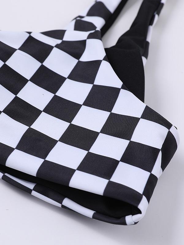 Plaid High Waisted Bikini Set