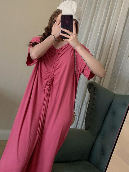 Elegant Drawstring Midi Dress