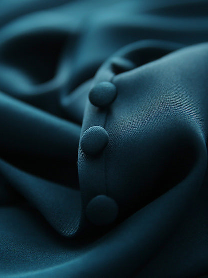 Elegance Blue Tied Cap Sleeve Long Dress