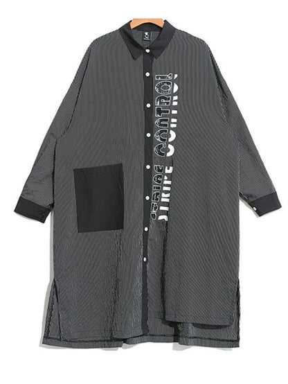 Casual Letter Printed Striped Blouses