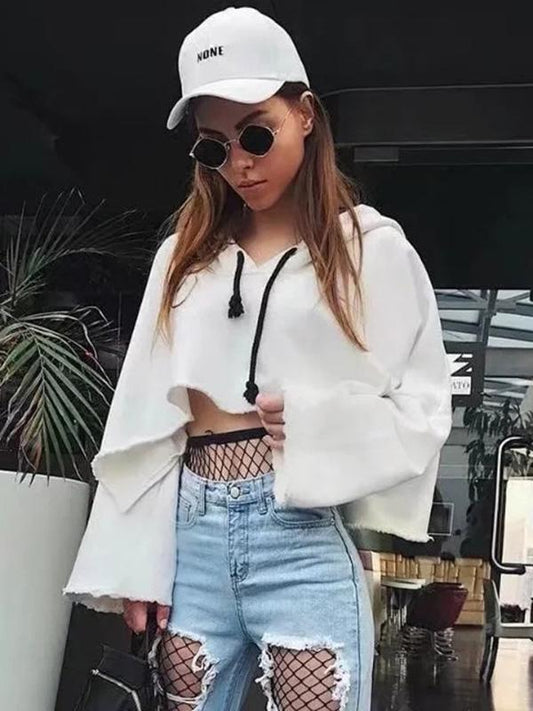 Cut Out Hooded Sweatshirts