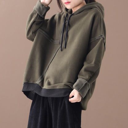 Pure Color Drawstring Plus Velvet Hoodie