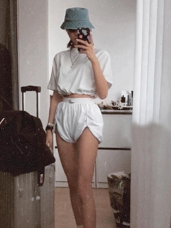 Casual Solid Color Loose Cropped Shorts