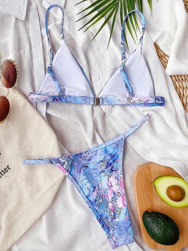 Split Swimsuit Printed Triangle Bikini