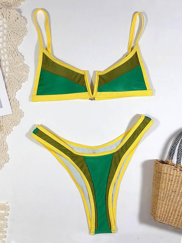 V-Neck Split-Joint Bikini Swimsuit