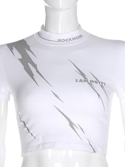 Mock Neck Printed Tees
