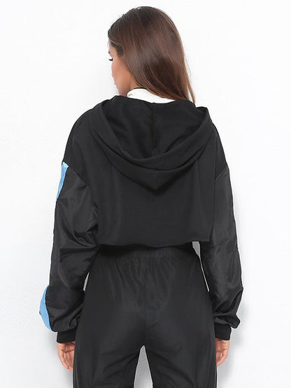 Schoolbag Button Color-block Hoodies&Jackets