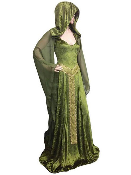 Vintage Green Hooded Maxi Dresses