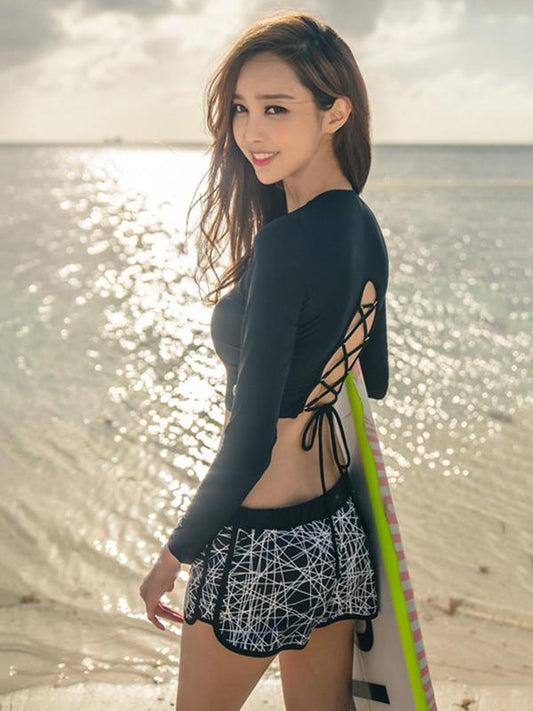 Lattice Back Tankini Swimsuit