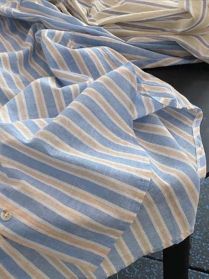 Original Striped Lapel Blouses&Shirts Tops