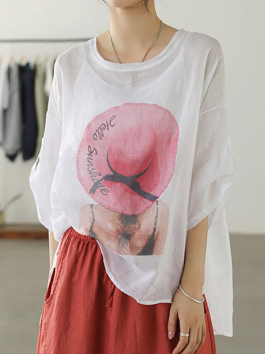 Casual Cartoon Printed Thin Half Sleeve T-Shirts Tops