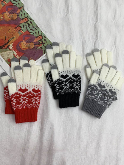 Original Cartoon Printed Knitting Sweater Gloves