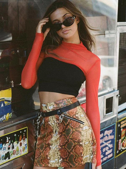 Mesh See-through Long Sleeve Tee