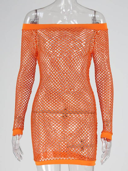 See-through Off The Shoulder Mini Dress