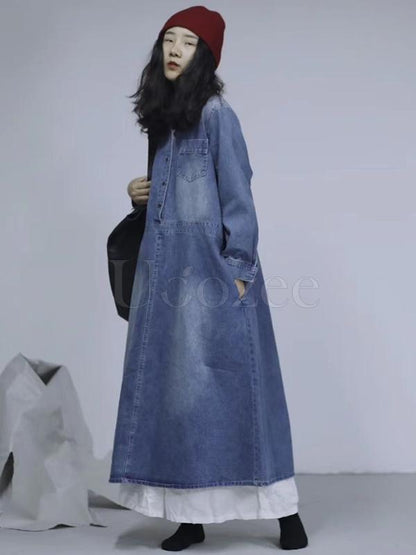 Casual Retro Jean Long Dress