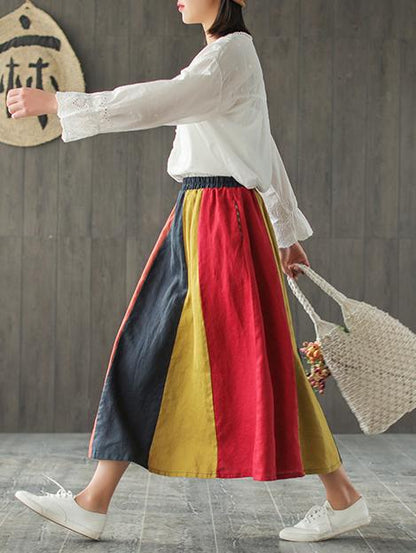 Split-joint Rainbow Loose Skirt Bottom