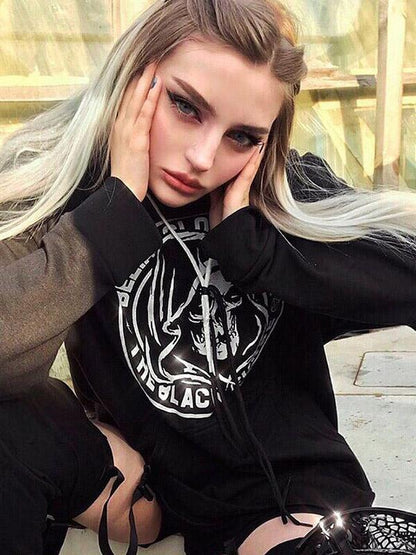 Casual Loose Printed Letters Hoodies&Sweatshirt
