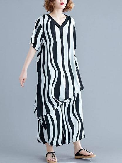 2019 Summer New Loose Oversize  Striped Suit