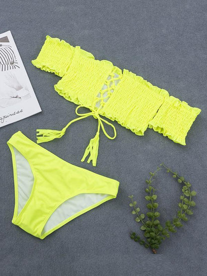Sexy Drape Printed Short Sleeve Bikini Set