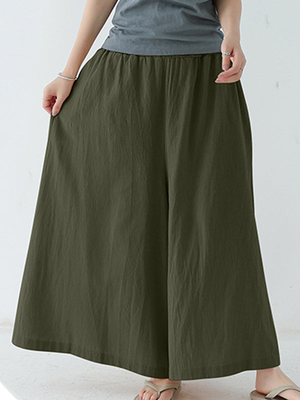 Casual 11 Colors  Solid Column Wide Leg Capri-Pants