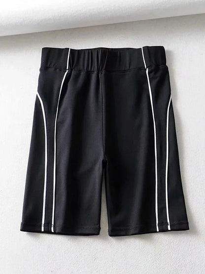 Striped Elastic Sport Shorts
