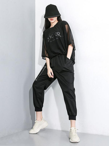 Loose Elastic Waist Design Tooling Harem Pants