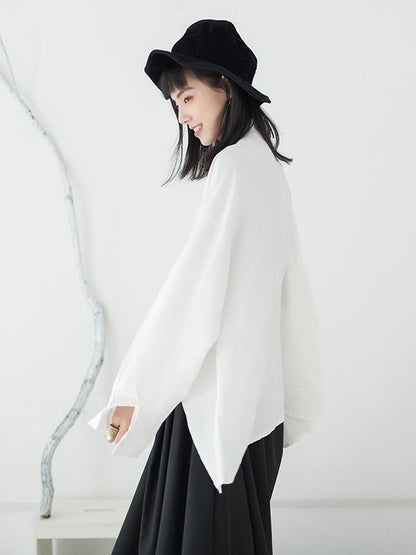 Original Loose Black Chic Lace-up Blouse