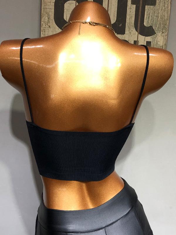 Sexy Wrap Backless Solid Spaghetti-Neck Bra