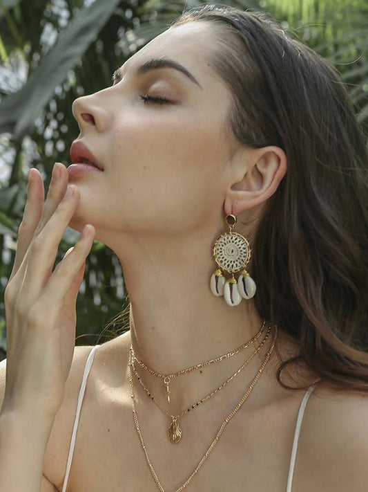 Rattan Shell Conch Hollow Earring Accessories