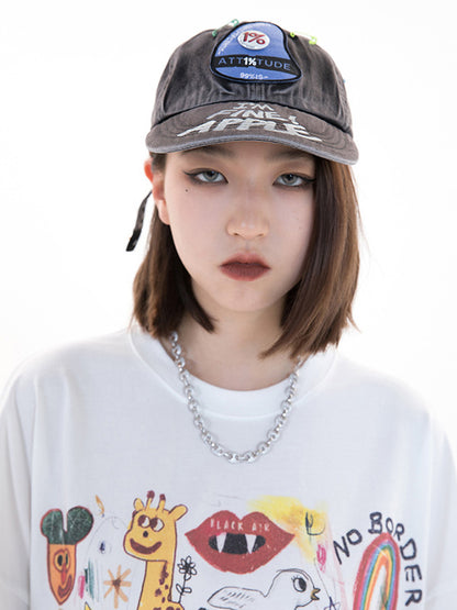 Original Round-Neck Cartoon Printed Loose T-Shirts Tops