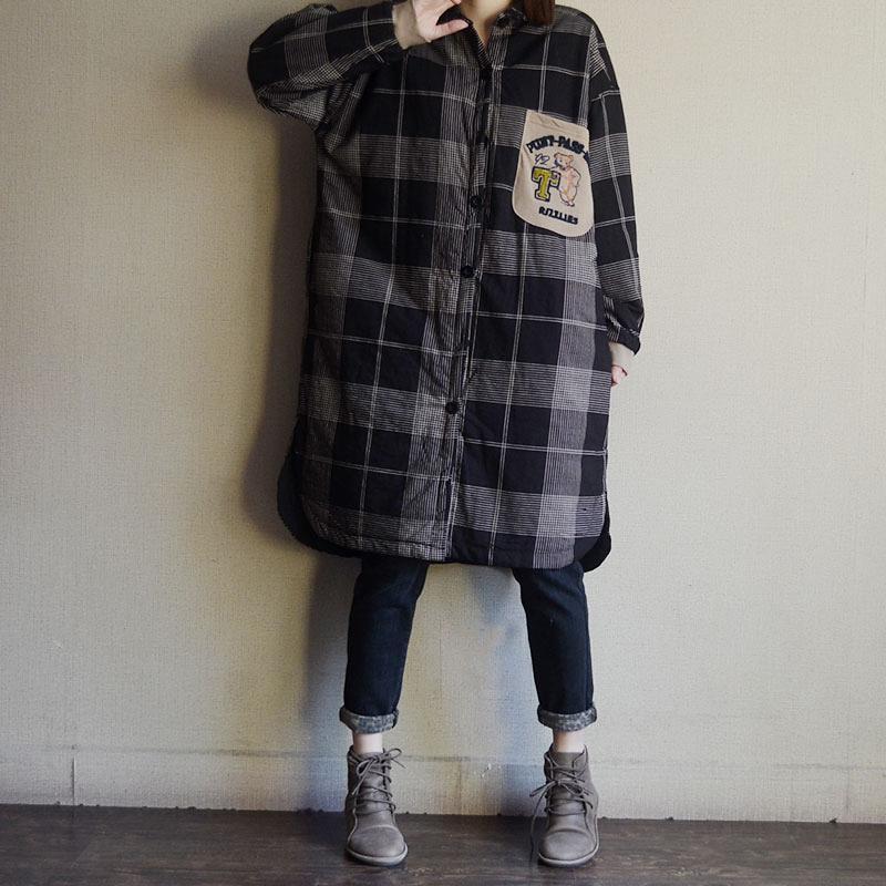 Cotton Single Breasted Plaid Long Shirt