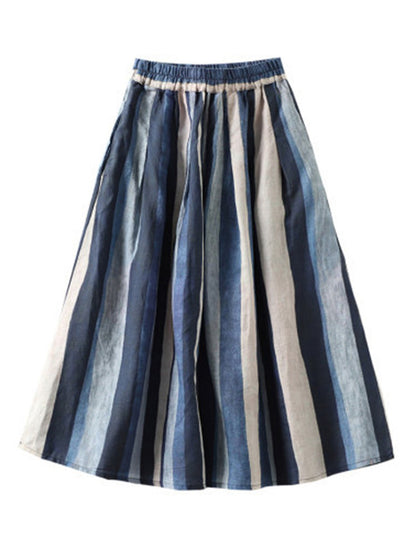 Original Linen Stripe Empire A-Line Skirt