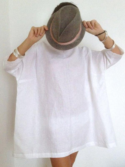White Batwing Sleeves High-neck Short Dress
