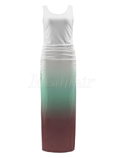 Simple Printed Gradient Maxi Dress