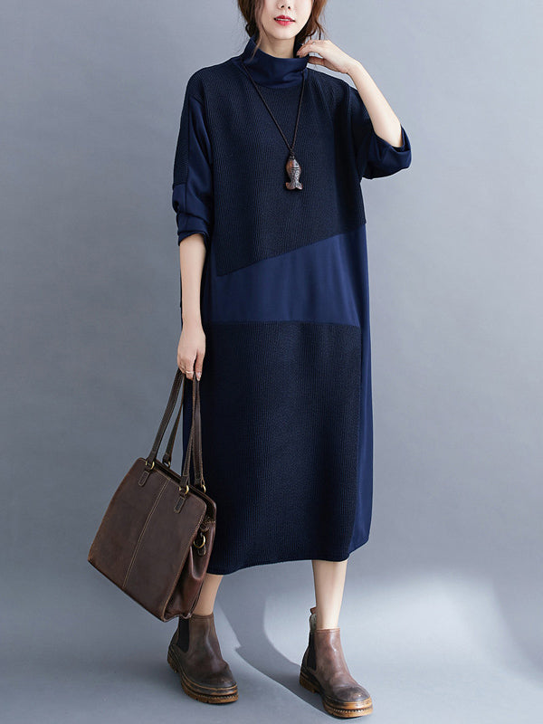 Original Split-Joint Round-Neck Dress
