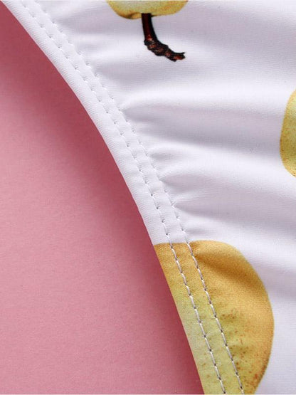 Fruit Print Contrast Color Bikini Set