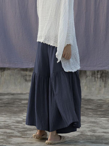 Ramie Cotton Elastic Loose Wide-leg Pants