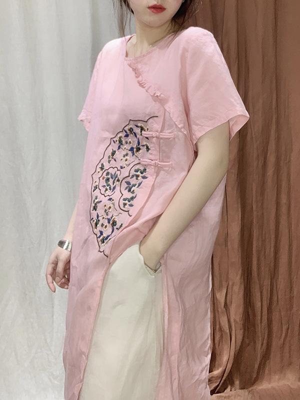 Original Embroidered Buckle Irregularity Tops