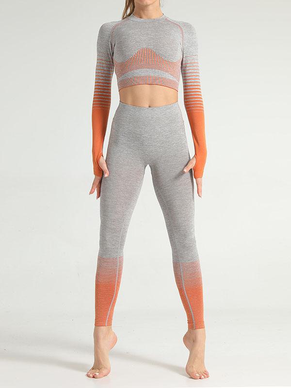 Stripe Knitting Yoga Suits