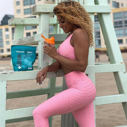 Yoga Solid V-neck Bra And Leggings Suits