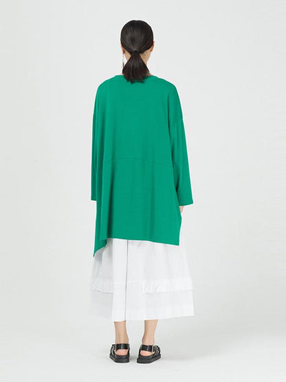 Loose Cropped Solid Color Long Sleeve T-Shirt