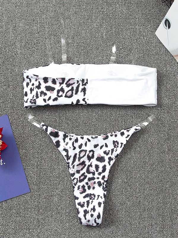 Split-Joint Bandeau Split Bikini Swimsuit