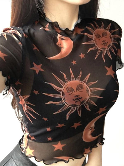Graphic Crop Short Sleeve Tees
